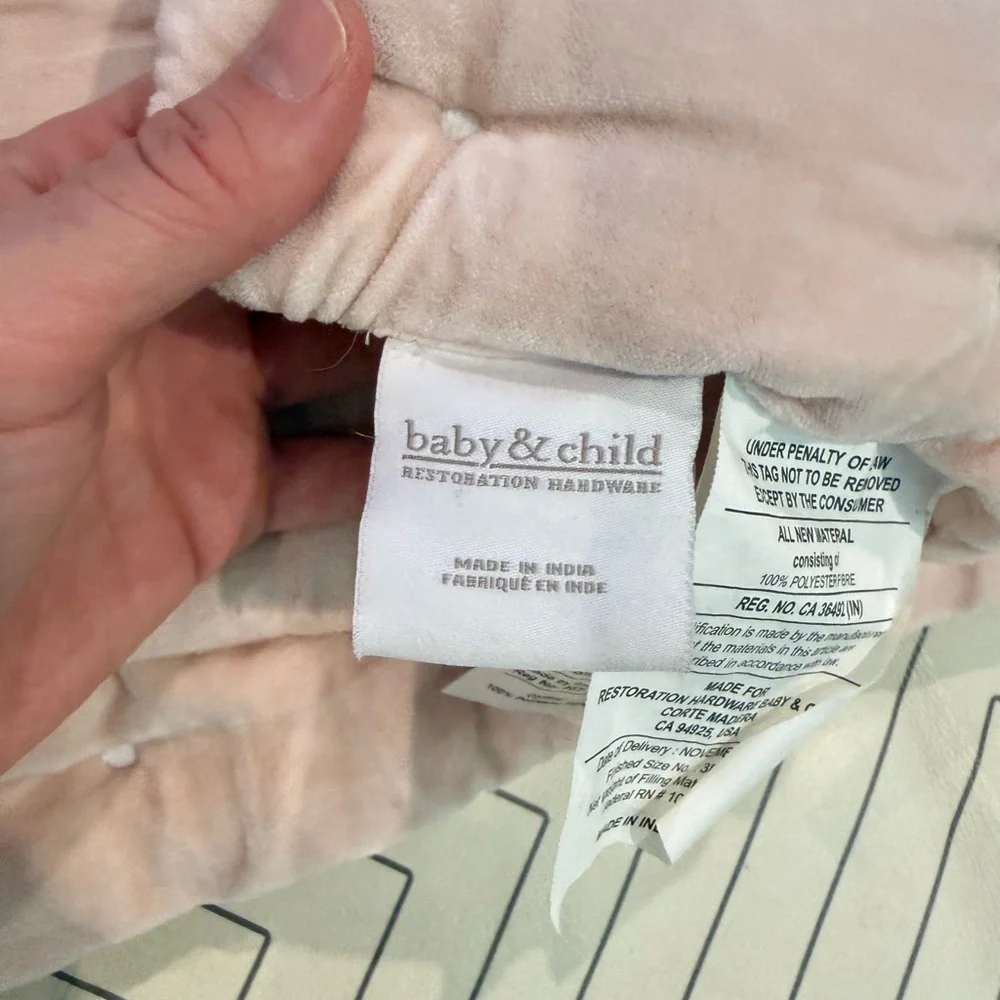 Restoration Hardware Baby & Child Pink Velveteen Quilt - Picture 4 of 9